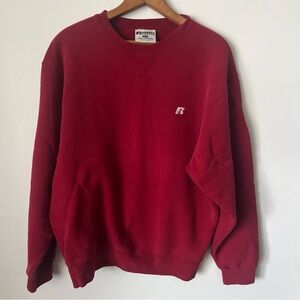 Vintage Russell Athletics Pro Crewneck Blank Embroidered Logo Red Sweatshirt M